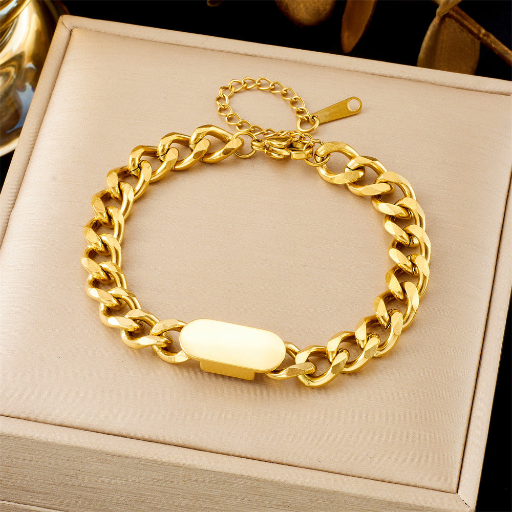 Bracciale con Tag a Catena Cubana | Oro