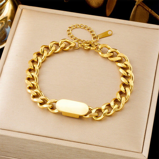 Bracciale con Tag a Catena Cubana | Oro