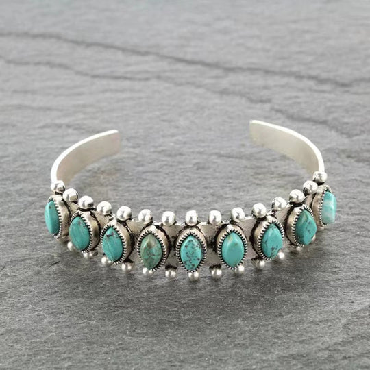 Bracciale a Cuff in Turchese Azmira | Oro Bianco