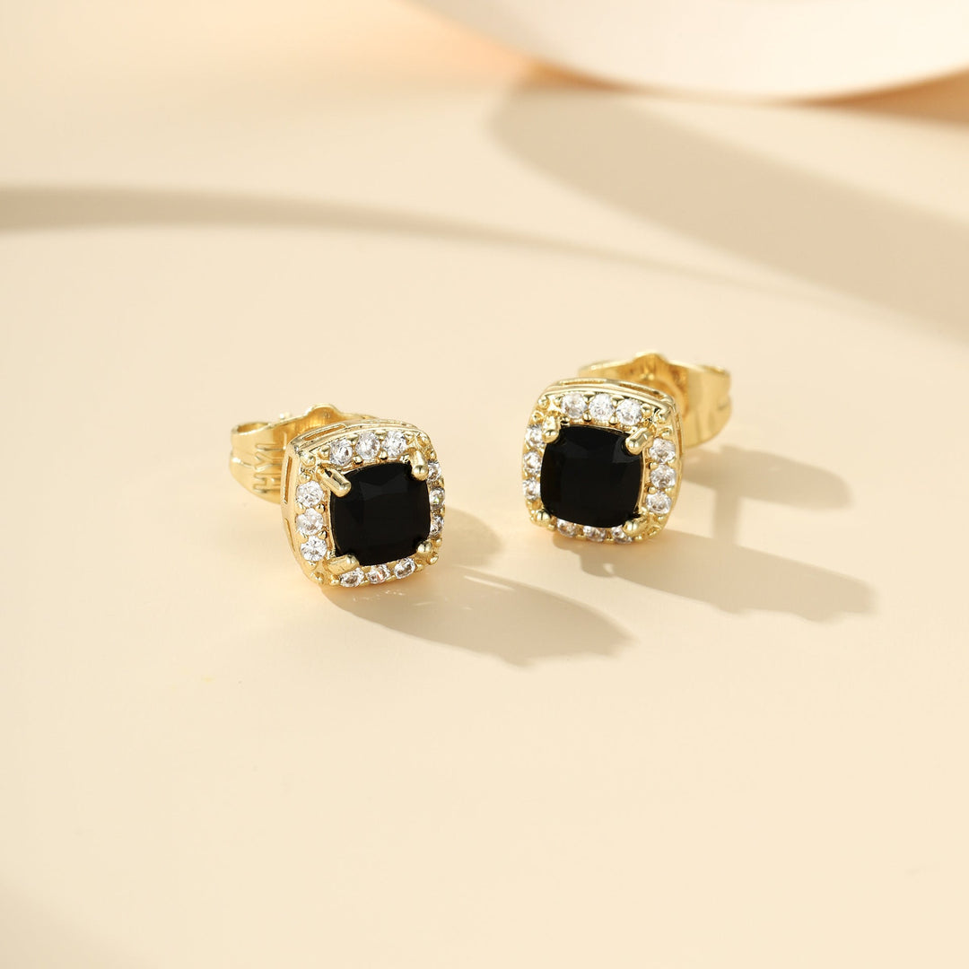 Orecchini a bottone Midnight Royale | Oro Bianco