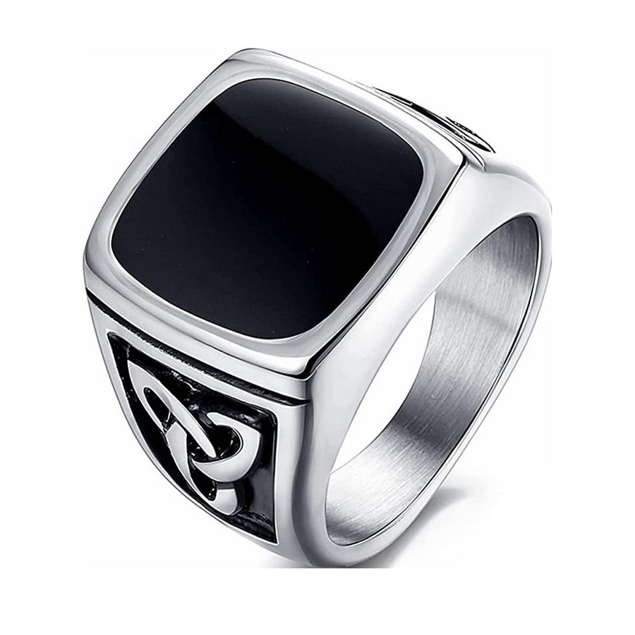 Anello Signet in Onice Nero | Oro Bianco