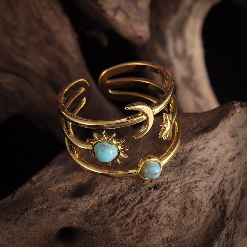 Anello Orbit in Turchese Soluna | Oro