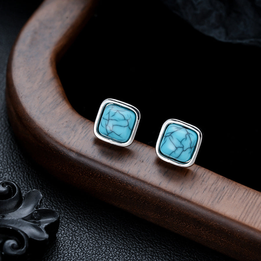 Studs Quadrati Turchesi | Oro Bianco