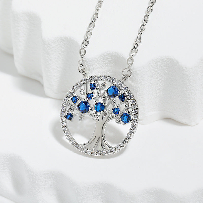 Collana Albero della Vita in Zaffiro | Oro Bianco