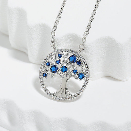 Collana Albero della Vita in Zaffiro | Oro Bianco