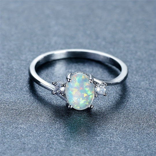 Anello Abbraccio Opale | Oro Bianco