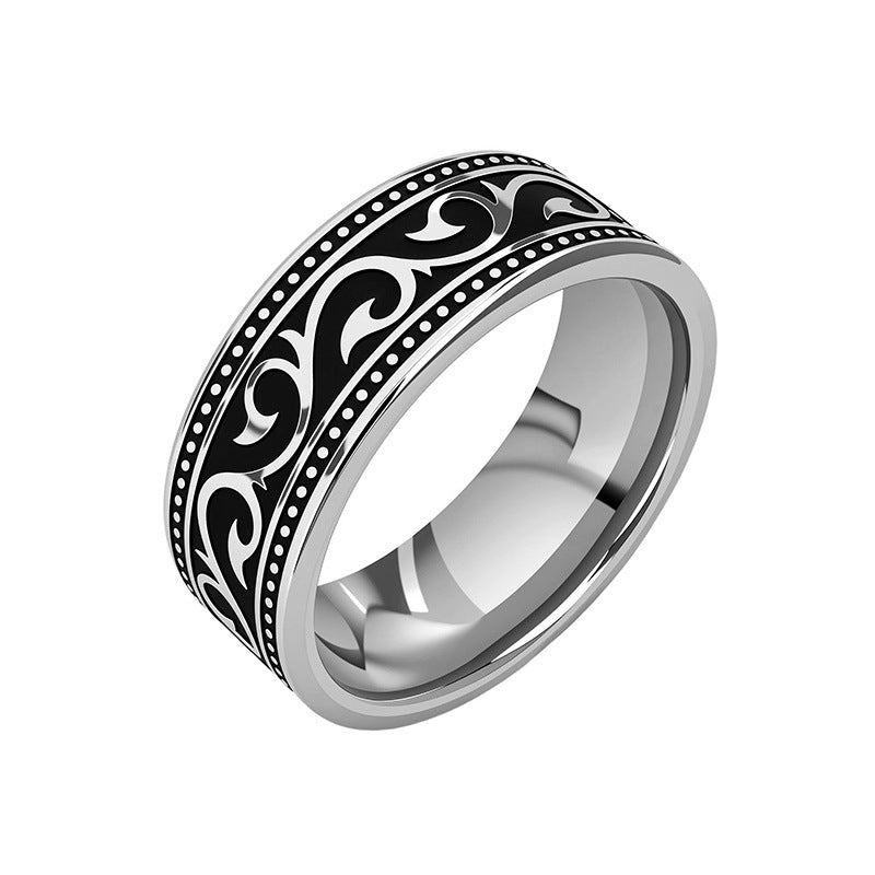 Anello a Fascia con Motivo Noir | Oro Bianco