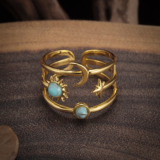 Anello Orbit in Turchese Soluna | Oro