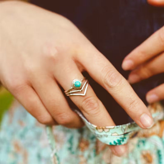 Anello Velora in Perline Turchesi | Oro