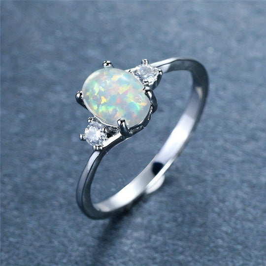 Anello Abbraccio Opale | Oro Bianco