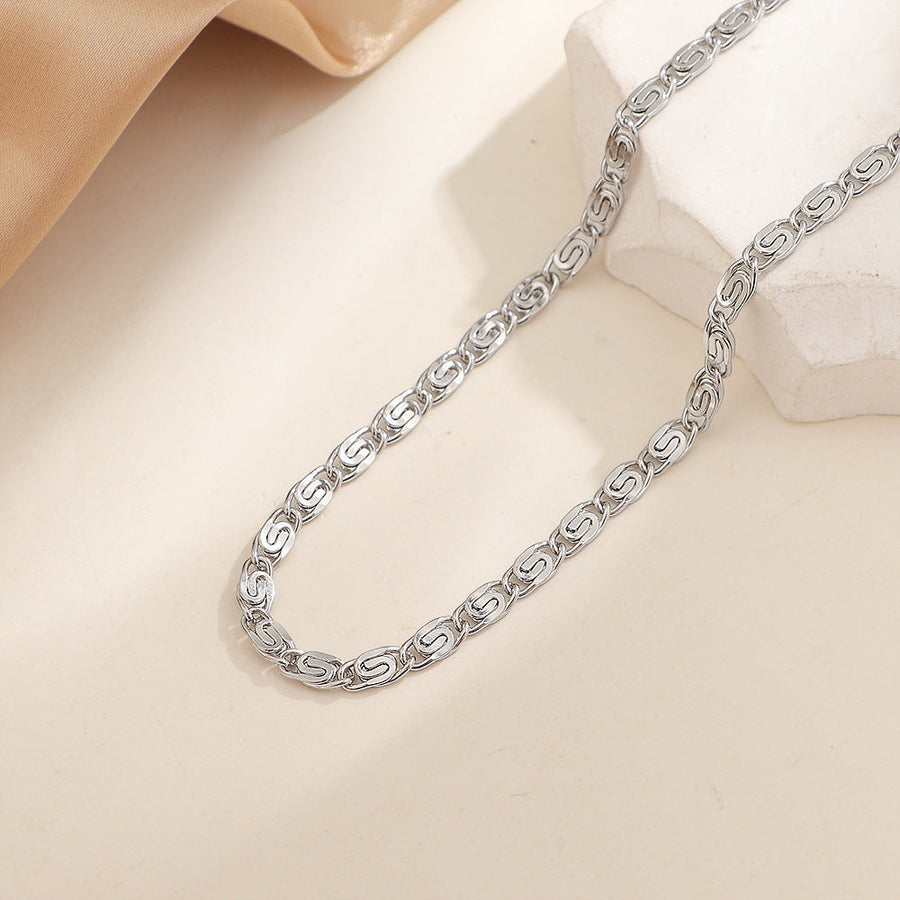 Collana a Catena Intrecciata Nusa | Oro Bianco