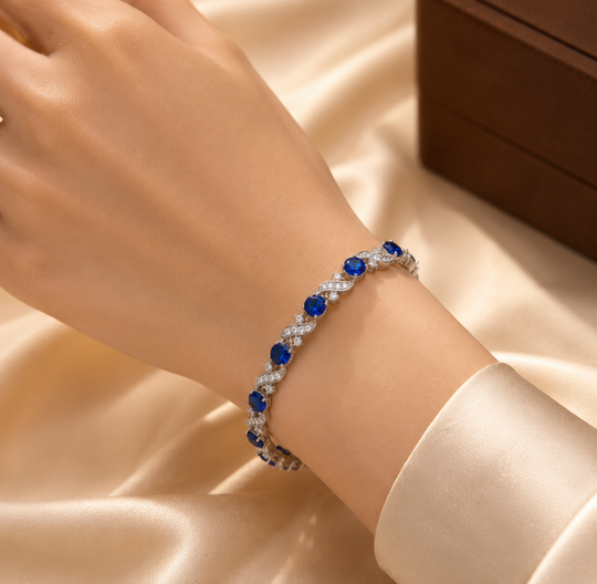 Bracciale in corda floreale in argento zaffiro