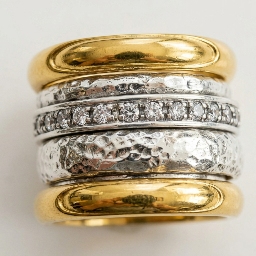 Anello Giallo Spesso a Strati Senza Tempo | Oro
