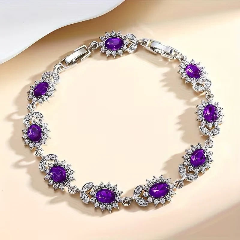 Bracciale Floreale in Ametista Argentata