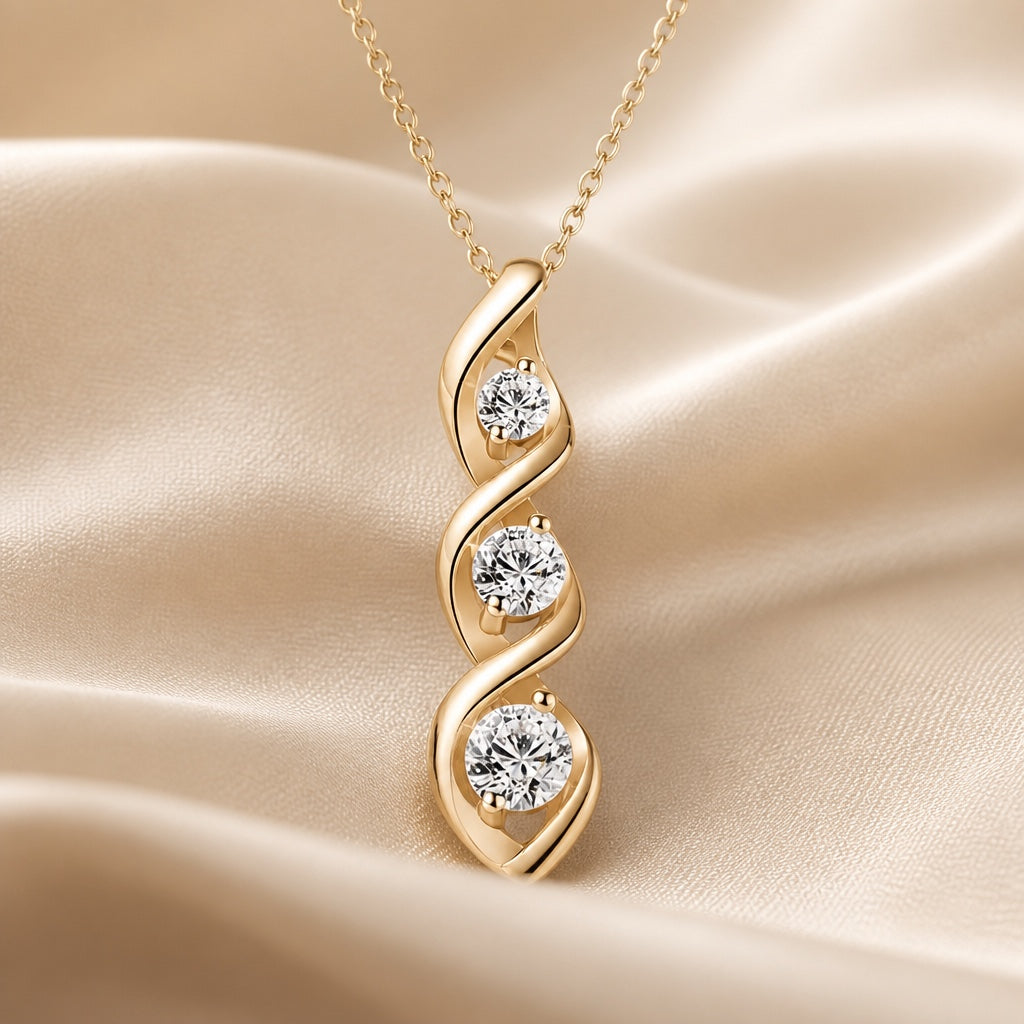 Collana in oro bianco con pendente a forma di infinito e zirconi