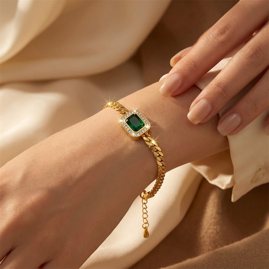 Bracciale in Catena d'Oro Smeraldo