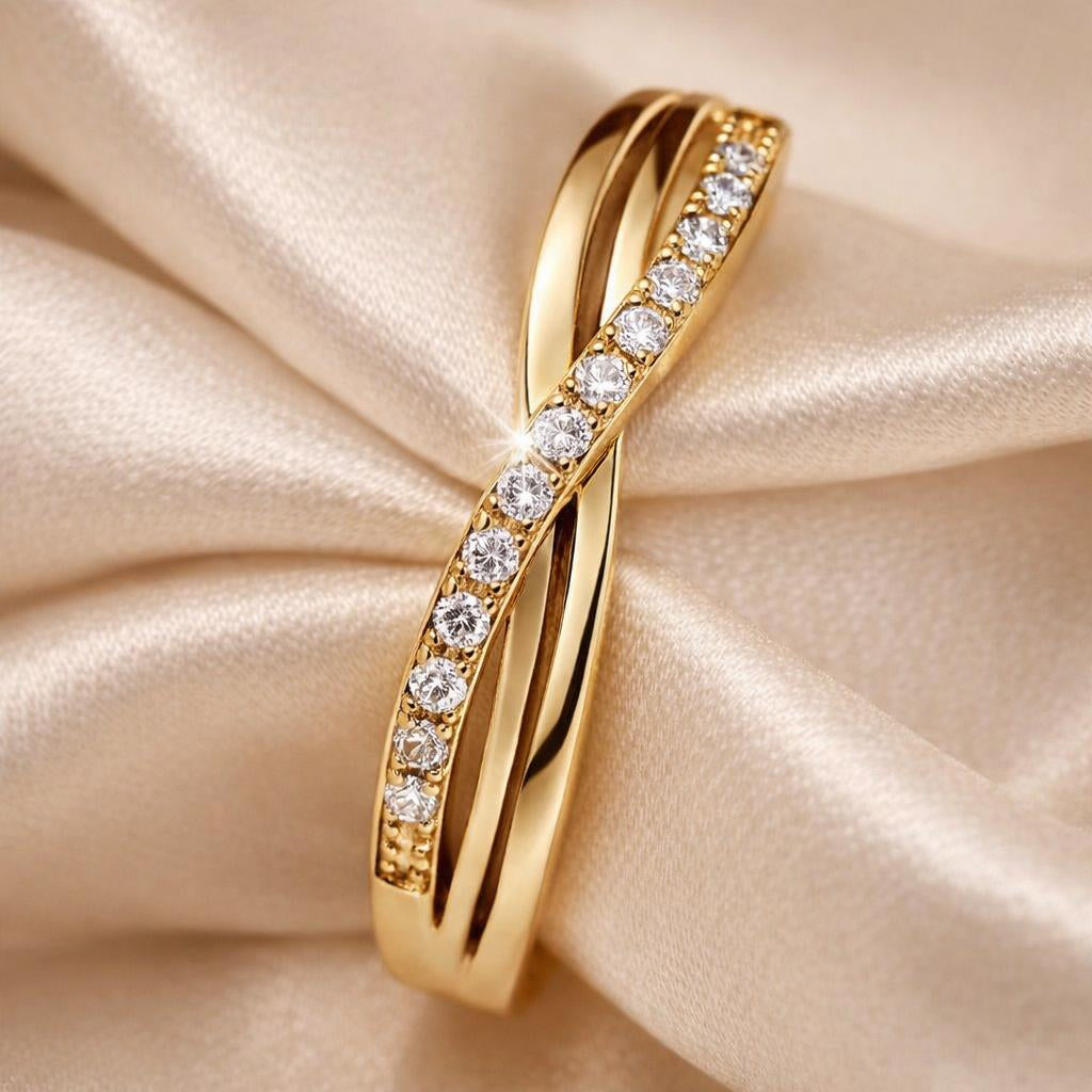Anello da giorno in zirconio e oro bianco