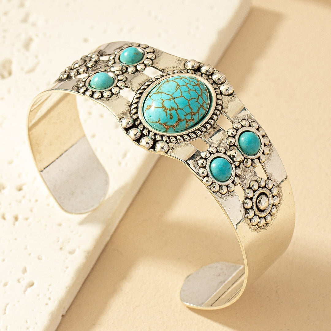 Bracciale Cuff Turchese Sereno | Oro Bianco