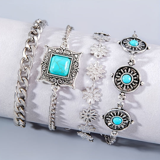 Set di Braccialetti a Strati in Pietra del Cielo | Oro Bianco