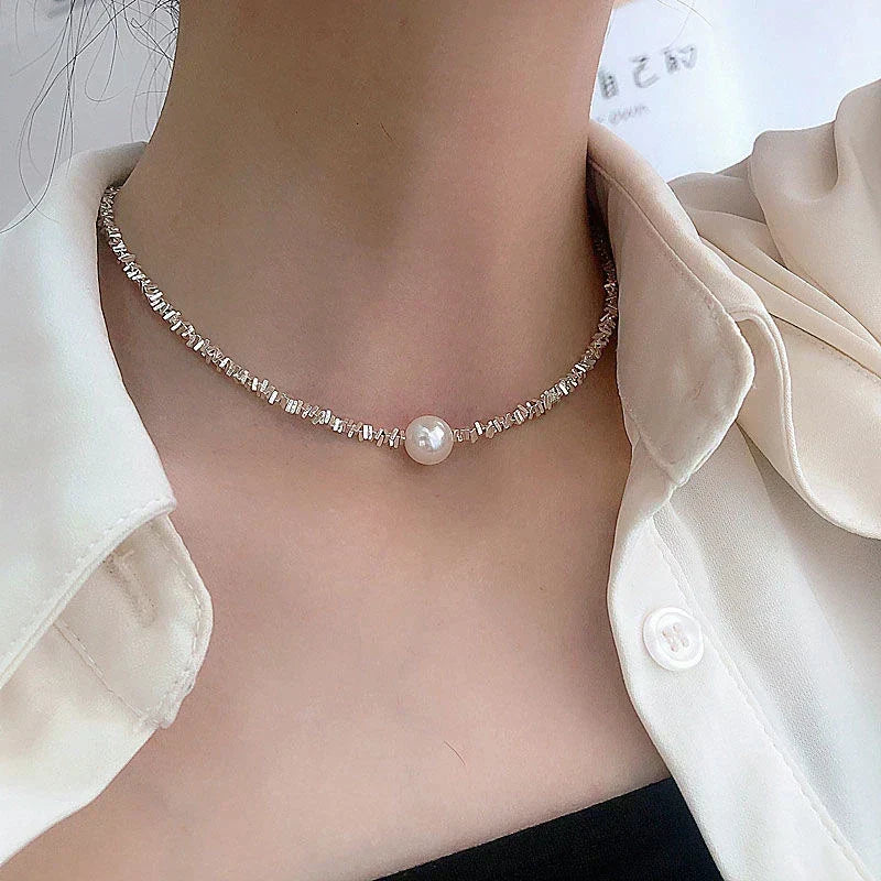 Collana Perla Radiante | Oro Bianco