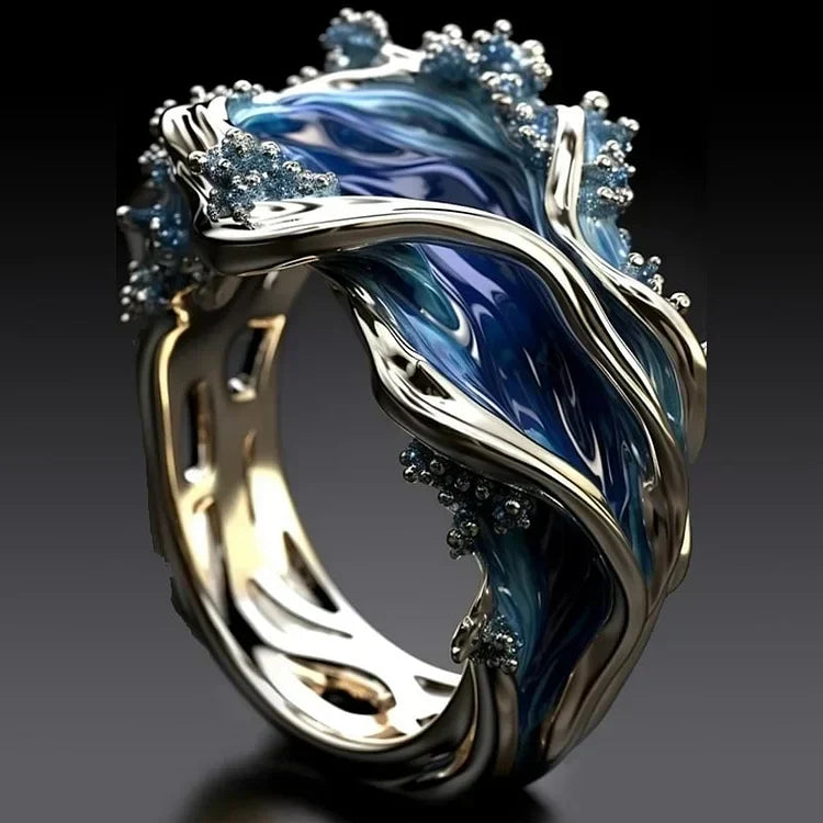 Anello Antico Ondulato Dorato | Oro Bianco