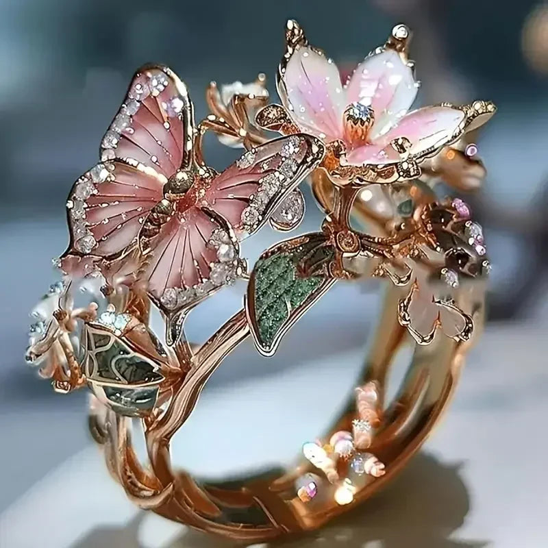 Anello in Zirconia a Farfalla Nature Bright | Oro