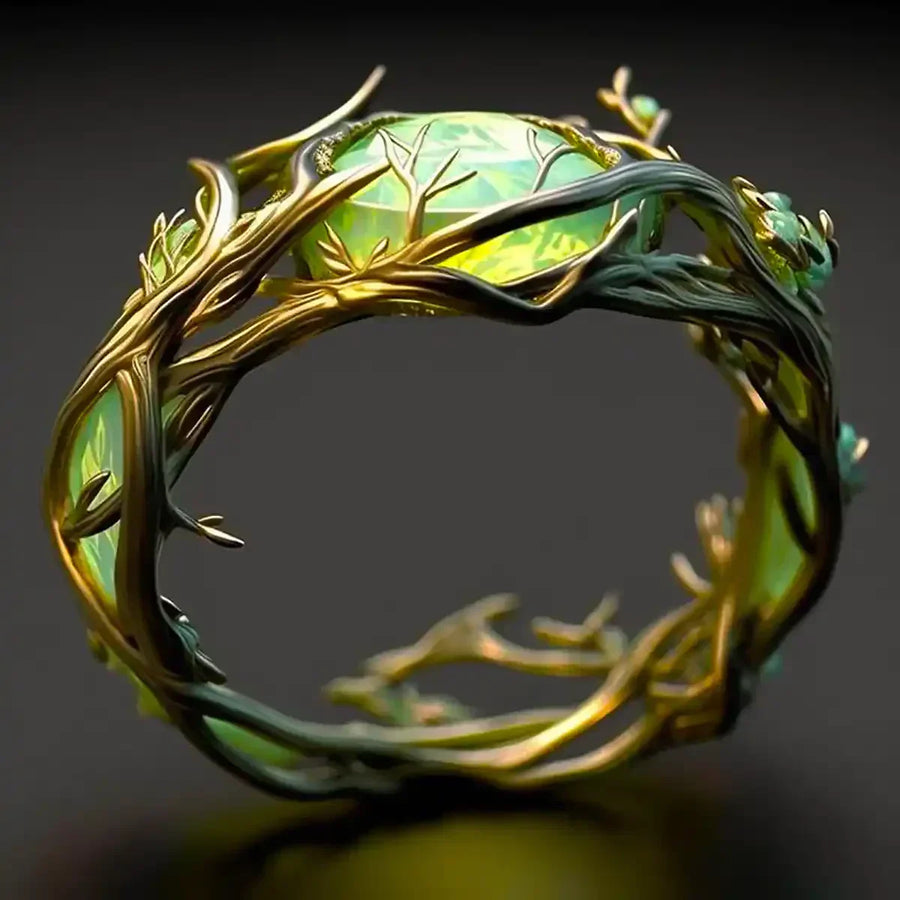 Anello Fioritura Verde | Oro