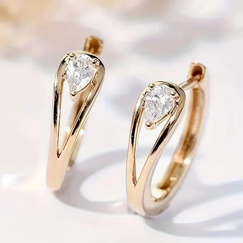 Orecchini a Goccia d'Oro in Zirconia Squisita | Oro