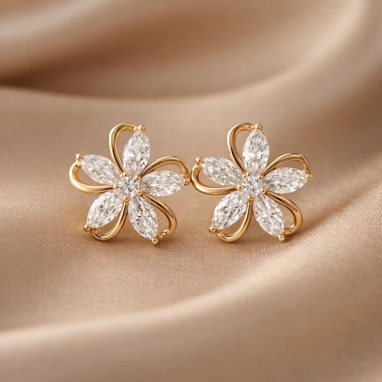 Orecchini in Oro Bianco con Zirconi Incassati